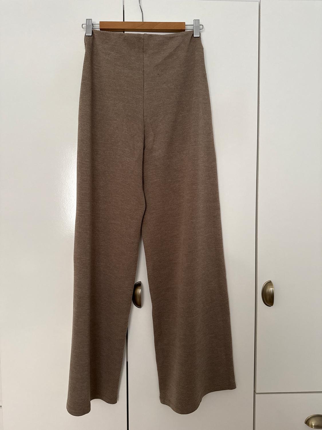 SOFT PIQUÉ WIDE-LEG TROUSERS - Image 2