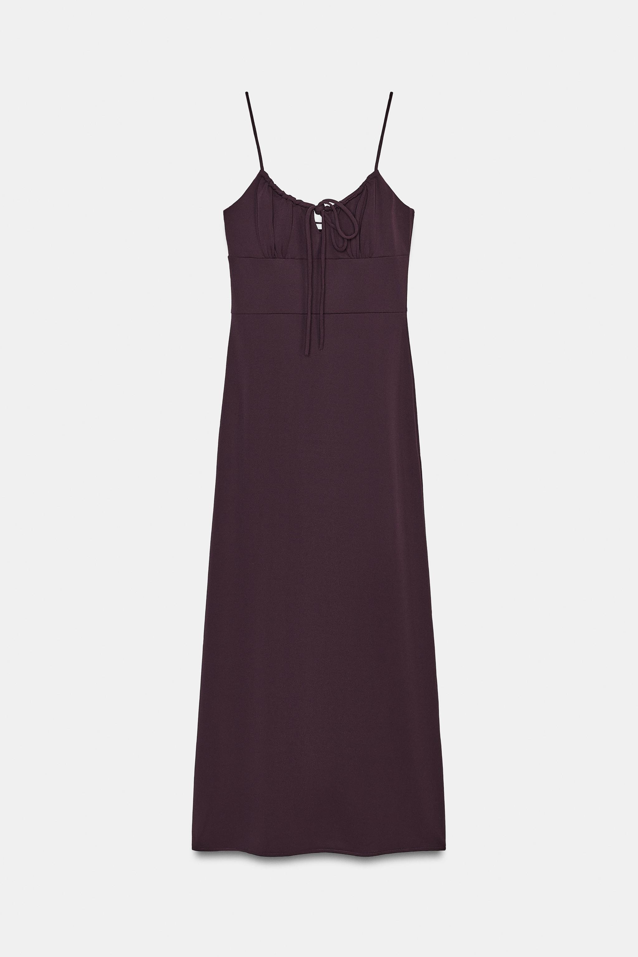 ROBE FLUIDE MI-LONGUE À BRETELLES