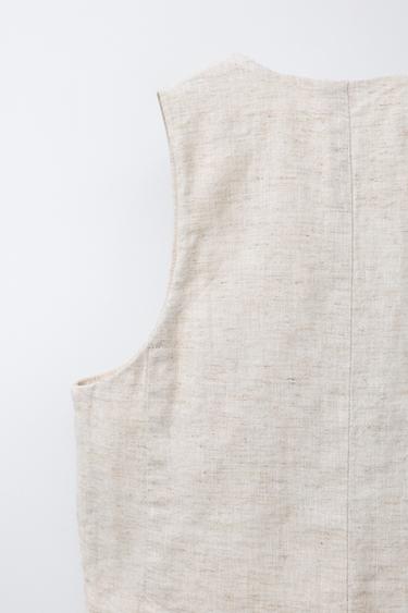 LINEN BLEND SUIT WAISTCOAT - Light beige by Zara - Image 3
