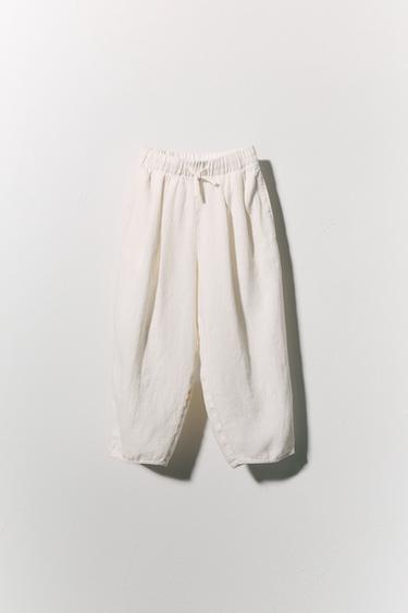 100% LINEN BAGGY TROUSERS - Light beige by Zara