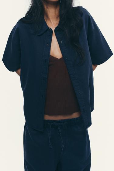 LINEN/COTTON SHIRT - Blue by Zara - Image 1