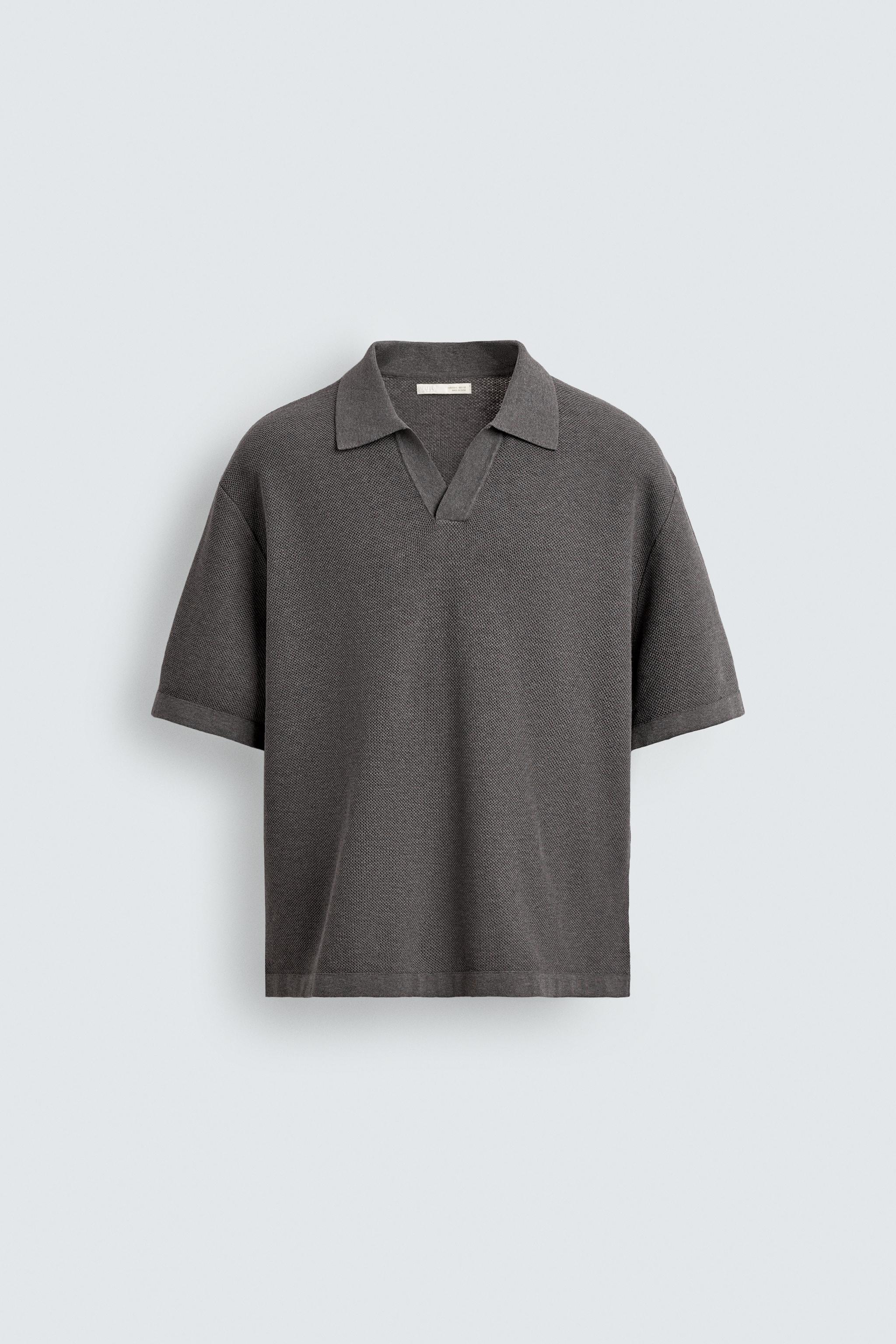 RELAXED FIT KNIT POLO SHIRT - Gray | ZARA Canada