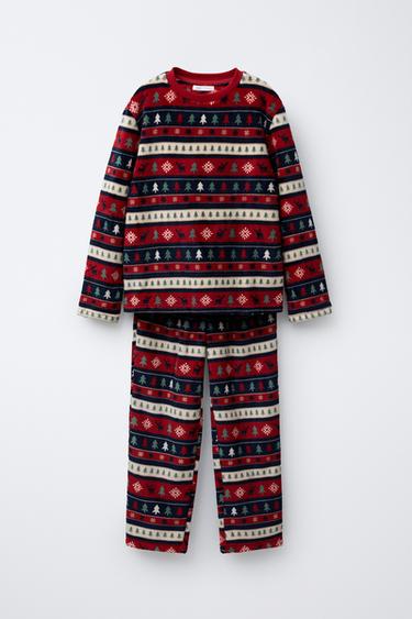 6-14 AÑOS/ PIJAMA TEXTURA SUAVE ÁRBOLES - Rojo de Zara
