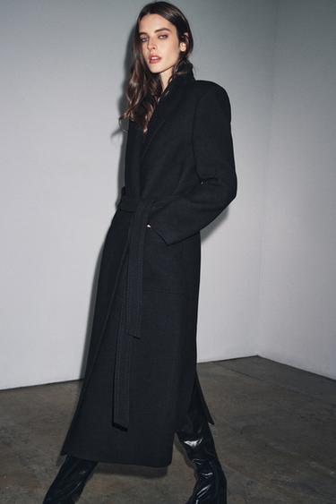 WOOL BLEND BELTED COAT ZW COLLECTION - Black by Zara