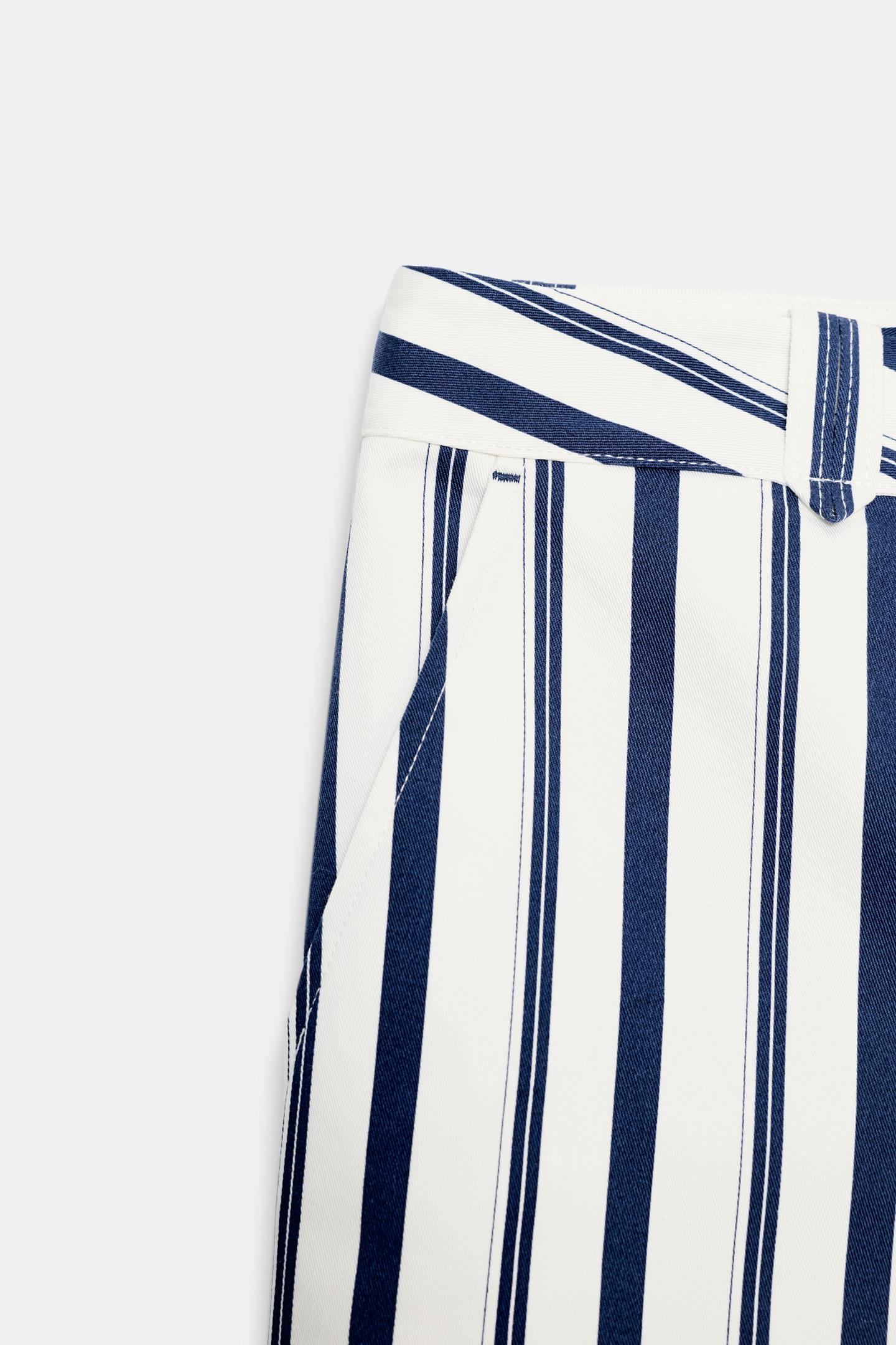 Женские брюки Zara Striped Chino, цвет: Экрю / Тёмно-синий — фото 8