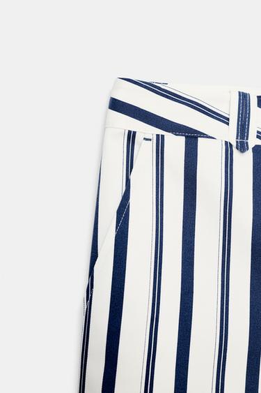 STRIPED CHINOS - Ecru / Navy by Zara - Image 7