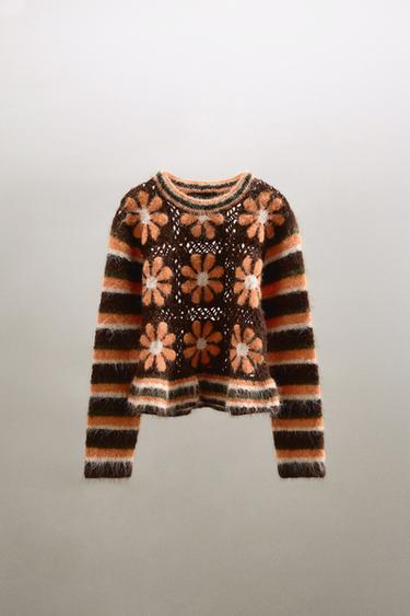 PULL EN MAILLE À FLEURS - unique de Zara - Image 2