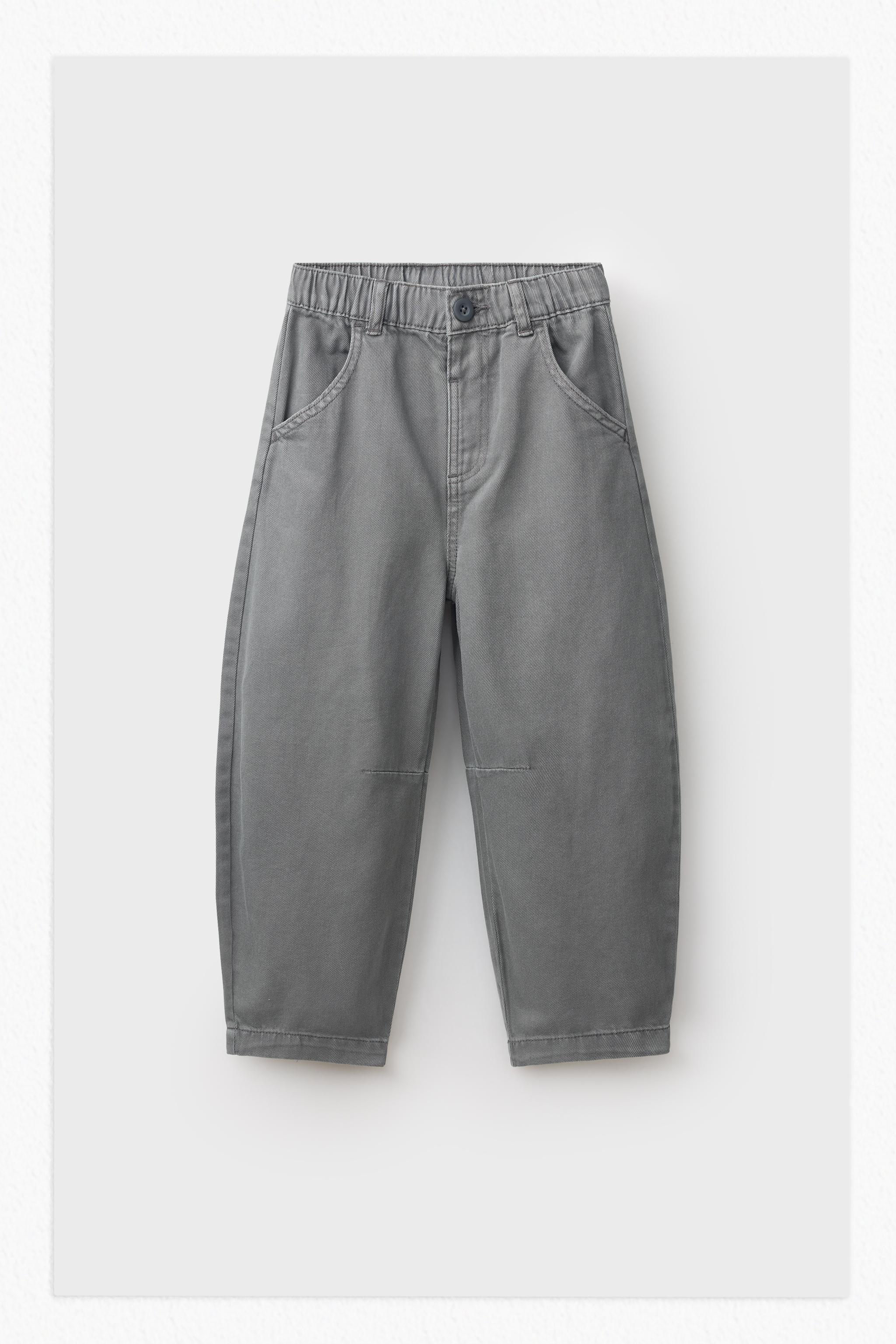 FLOWY TWILL BALLOON PANTS — Gray / Natural