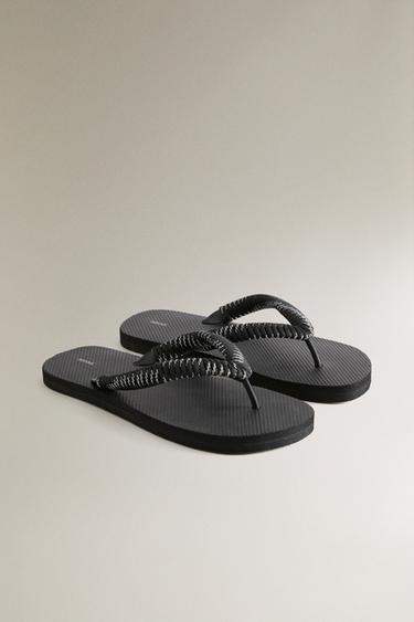 SANDALES ENTRE-DOIGTS À CORDON - Noir de Zara - Image 1