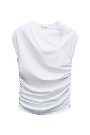 DRAPED POLYAMIDE TOP