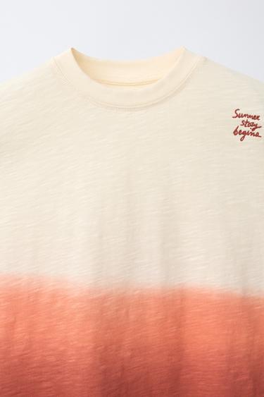 T-SHIRT IMPRIMÉ TEINT EN PROFONDEUR - Corail de Zara - Image 2