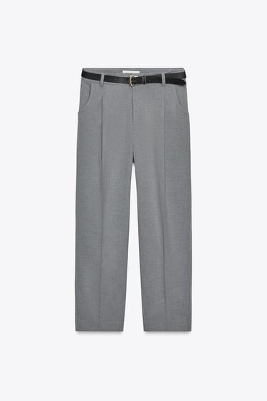 TROUSERS WITH BELT - Grey by Zara - Image 5