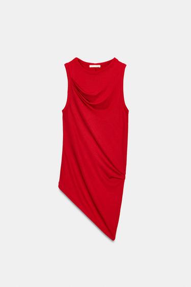 DRAPED SLEEVELESS TOP - Red by Zara - Image 4