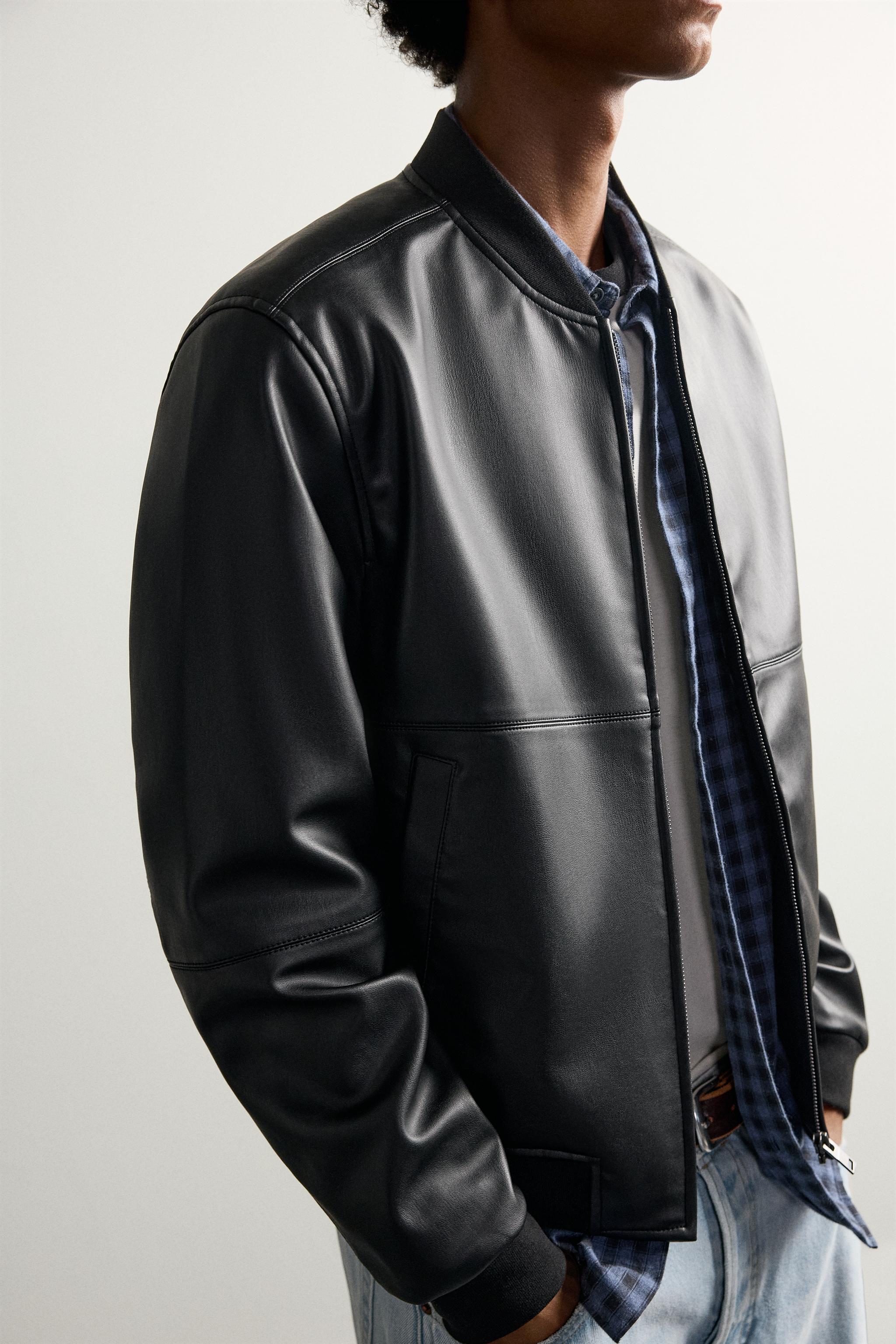 FAUX LEATHER BOMBER JACKET