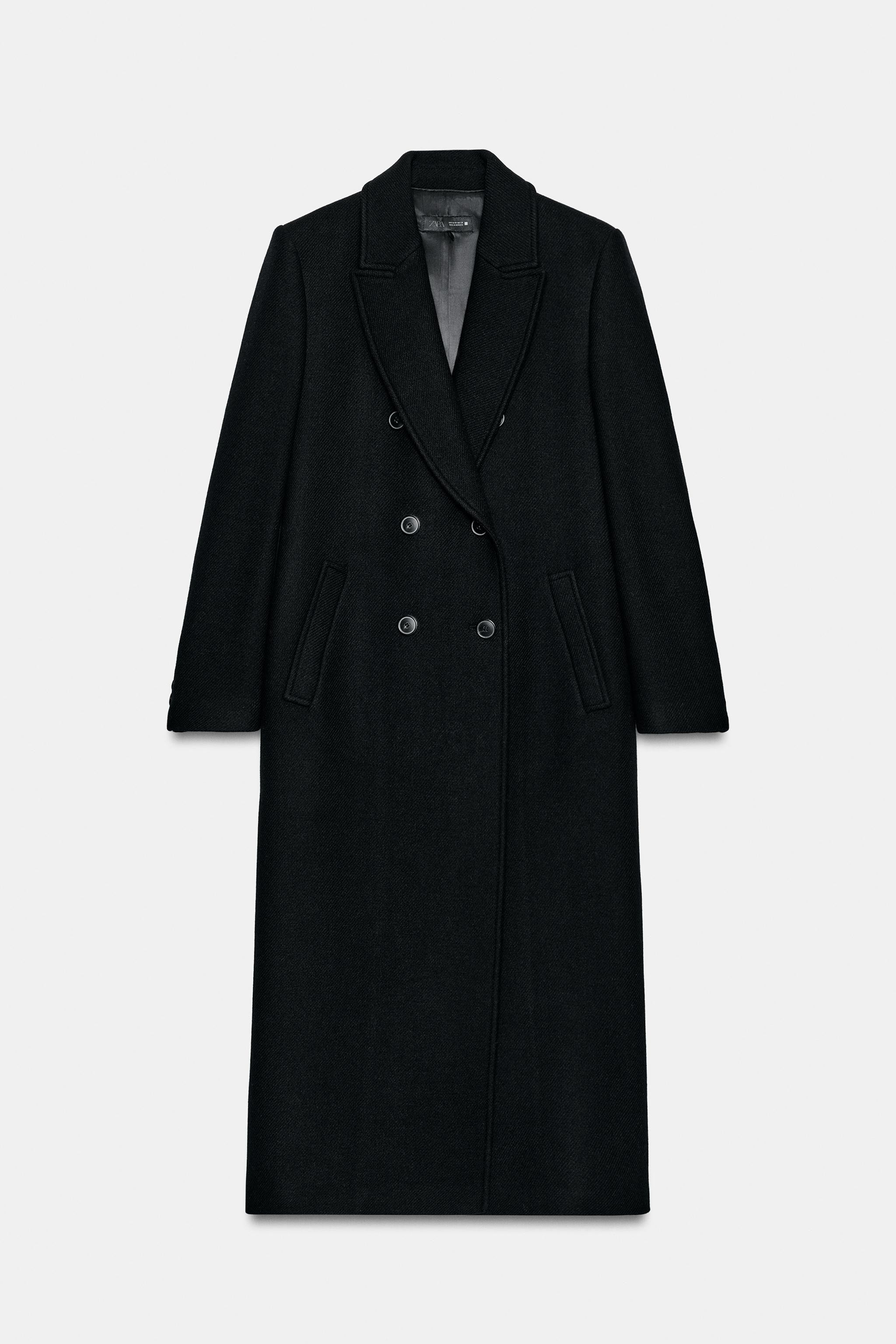 CASACO COM LÃ ZW COLLECTION - Preto | ZARA Brasil