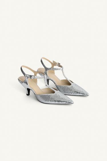 LIMITED EDITION SEQUIN HEELS - Grey by Zara
