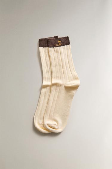 CHAUSSETTES COTON GOLF - Écru / Marron de Zara - Image 0