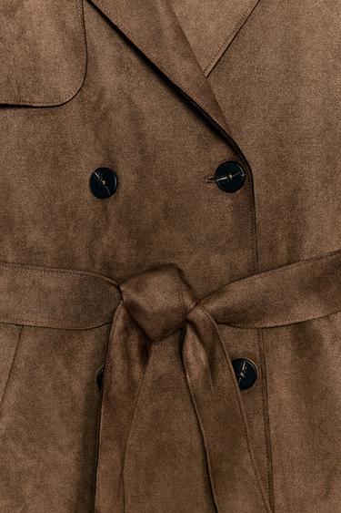 TRENCH LONG EFFET DAIM AVEC CEINTURE - Marron de Zara - Image 9