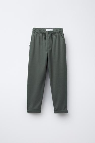 COMFORT FIT TROUSERS WITH ELASTIC WAIST - كاكي الخاص بـ Zara