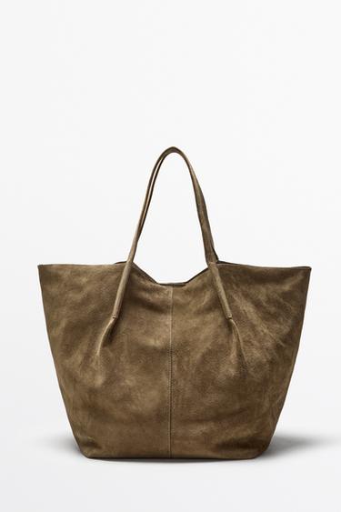 Zara Split leather tote bag - Sand