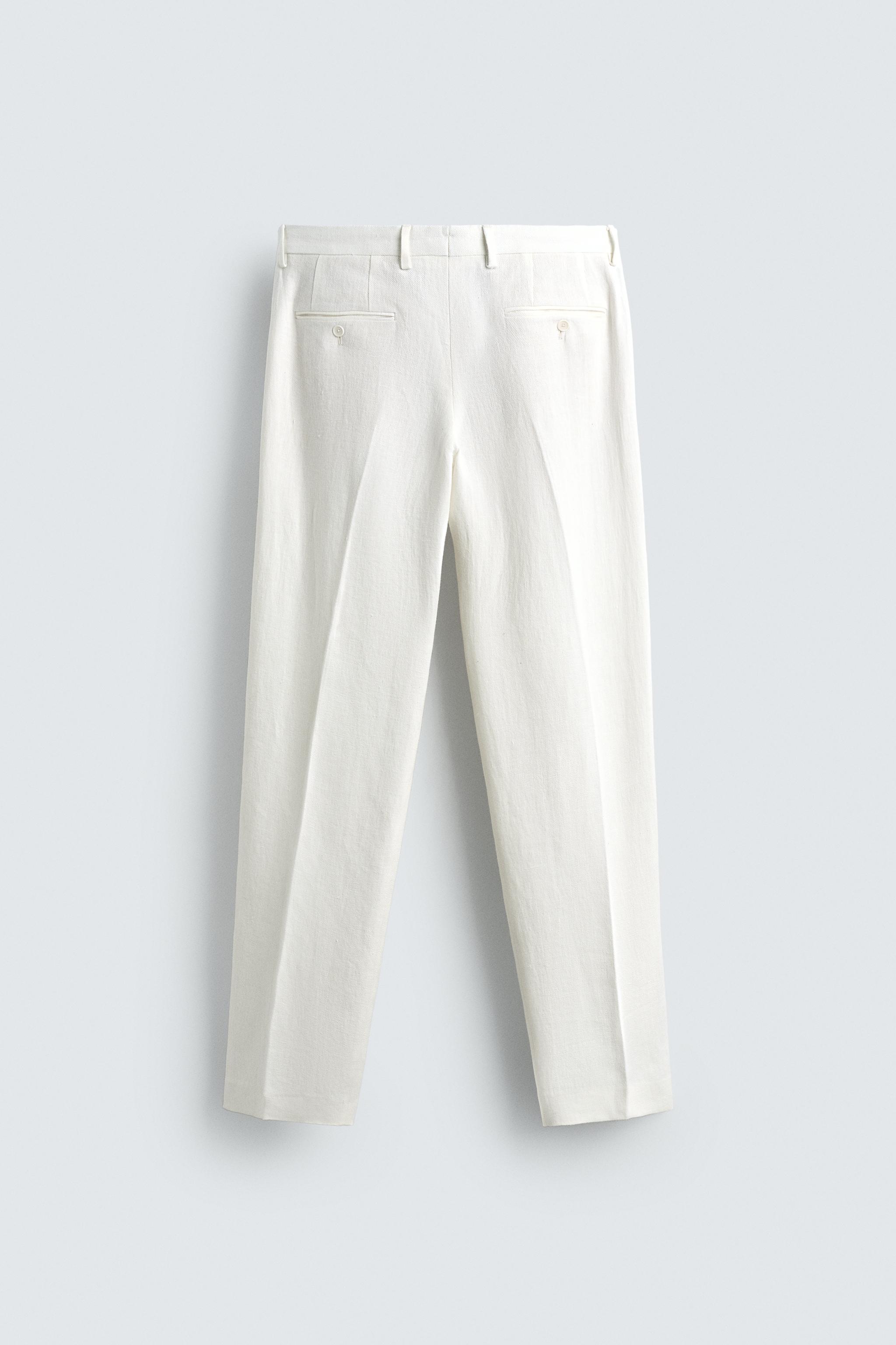 100% LINEN PLEATED SUIT PANTS