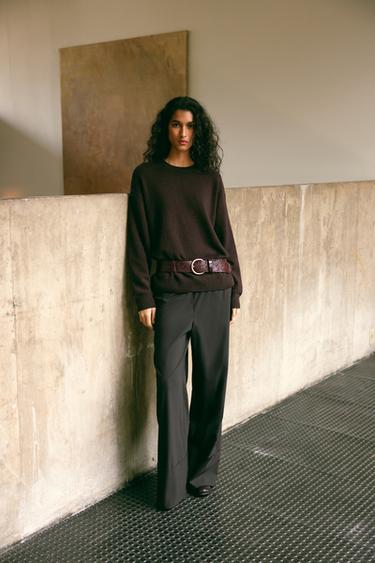 PANTALÓN PIJAMERO RAYAS ZW COLLECTION - Marrón oscuro de Zara