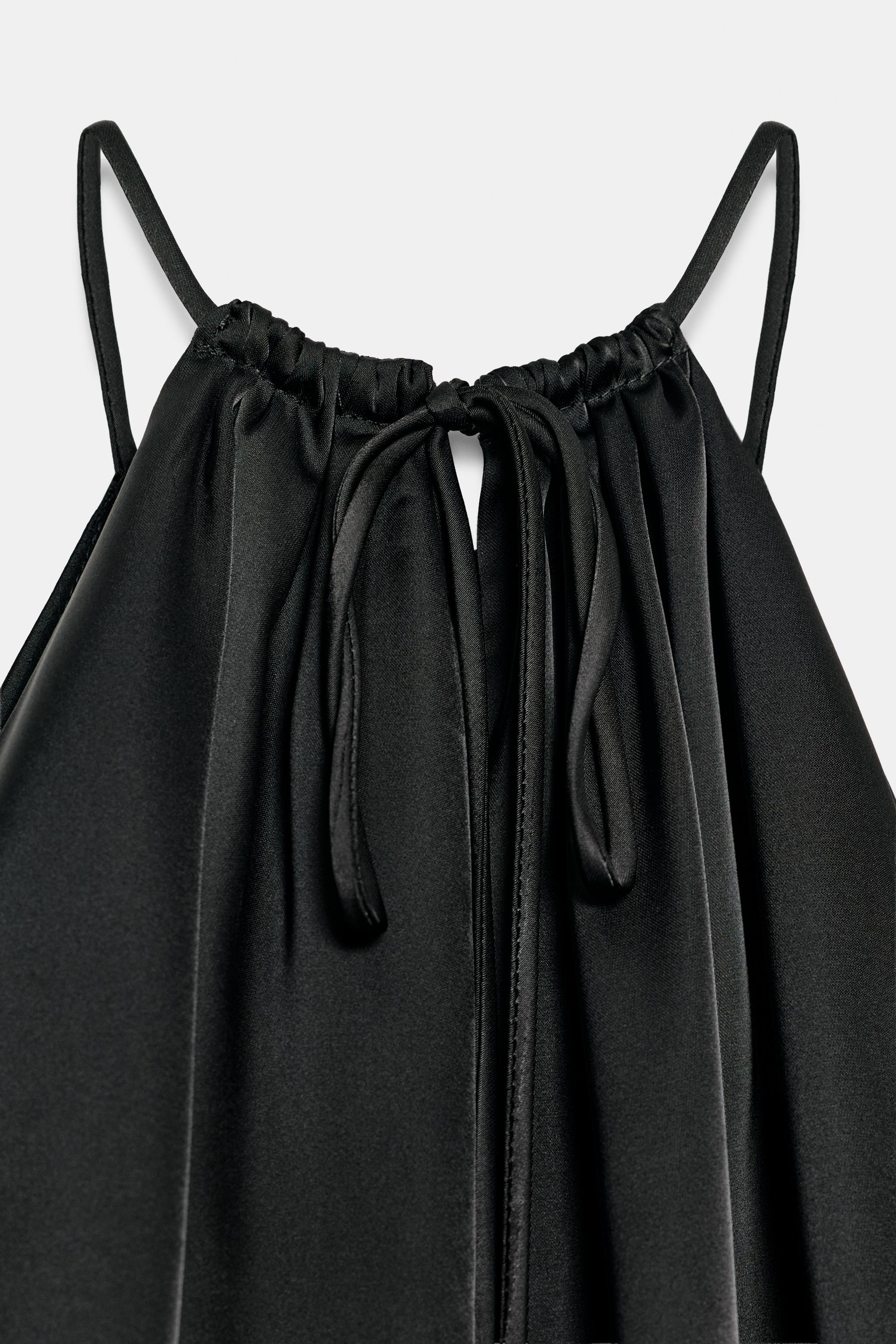 BALLOON HEM SATIN CROP TOP
