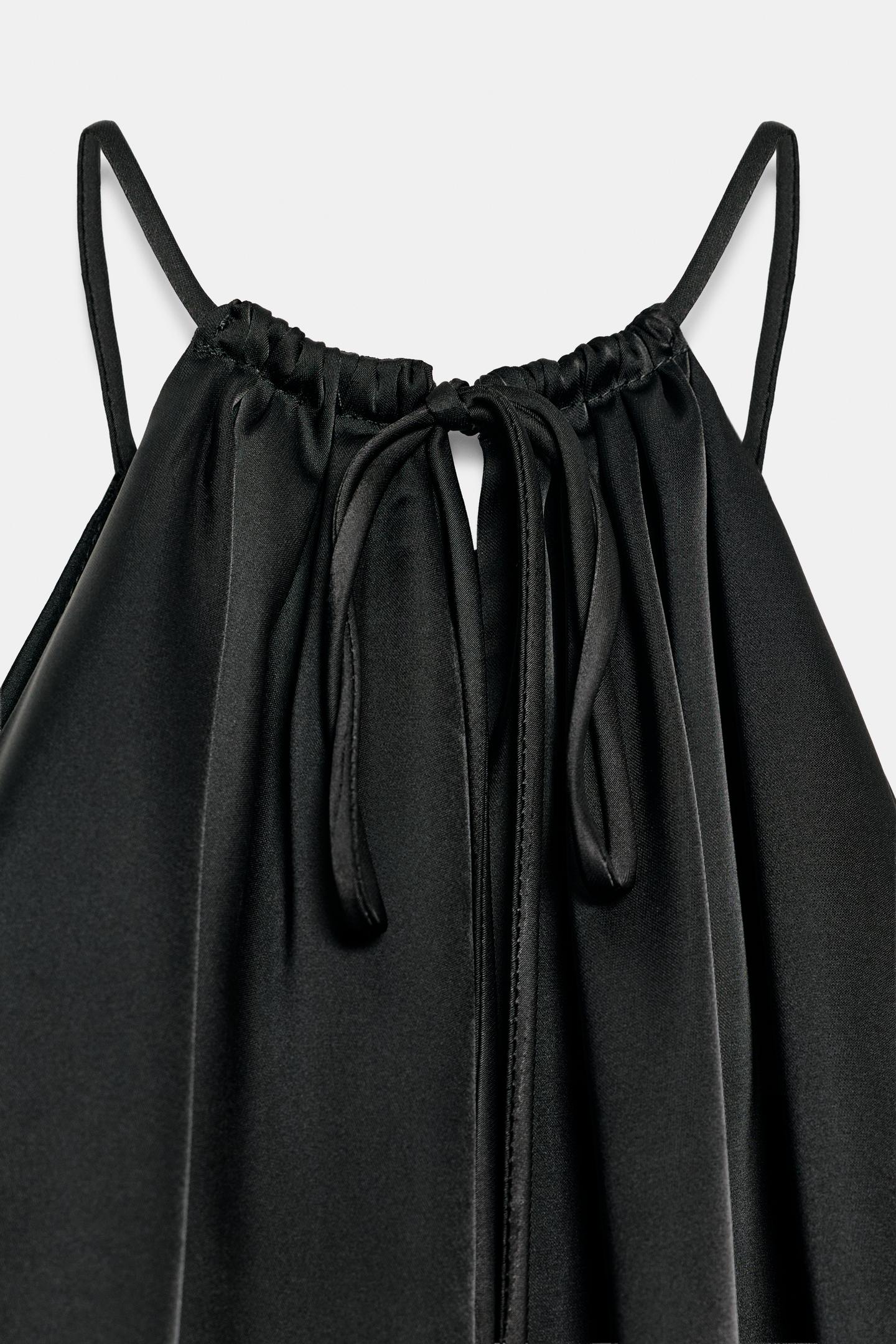 Женский топ Zara Satin Balloon Crop Top, цвет: Чёрный — фото 8