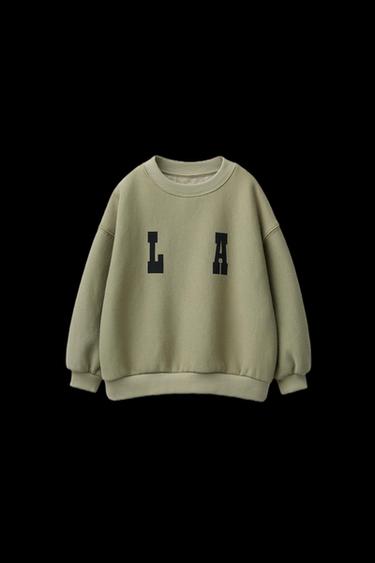 SLOGAN PRINT SWEATSHIRT - Light khaki by Zara