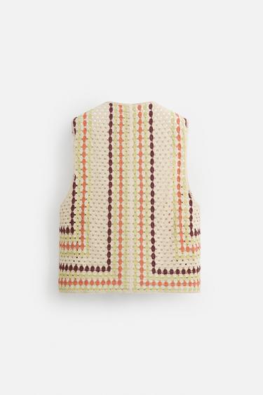 GILET STRUCTURE CROCHET - Écru de Zara - Image 6
