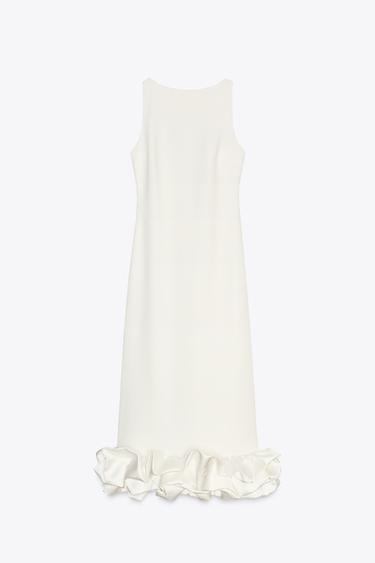 DRESS WITH VOLUMINOUS HEM - White by Zara - Image 0