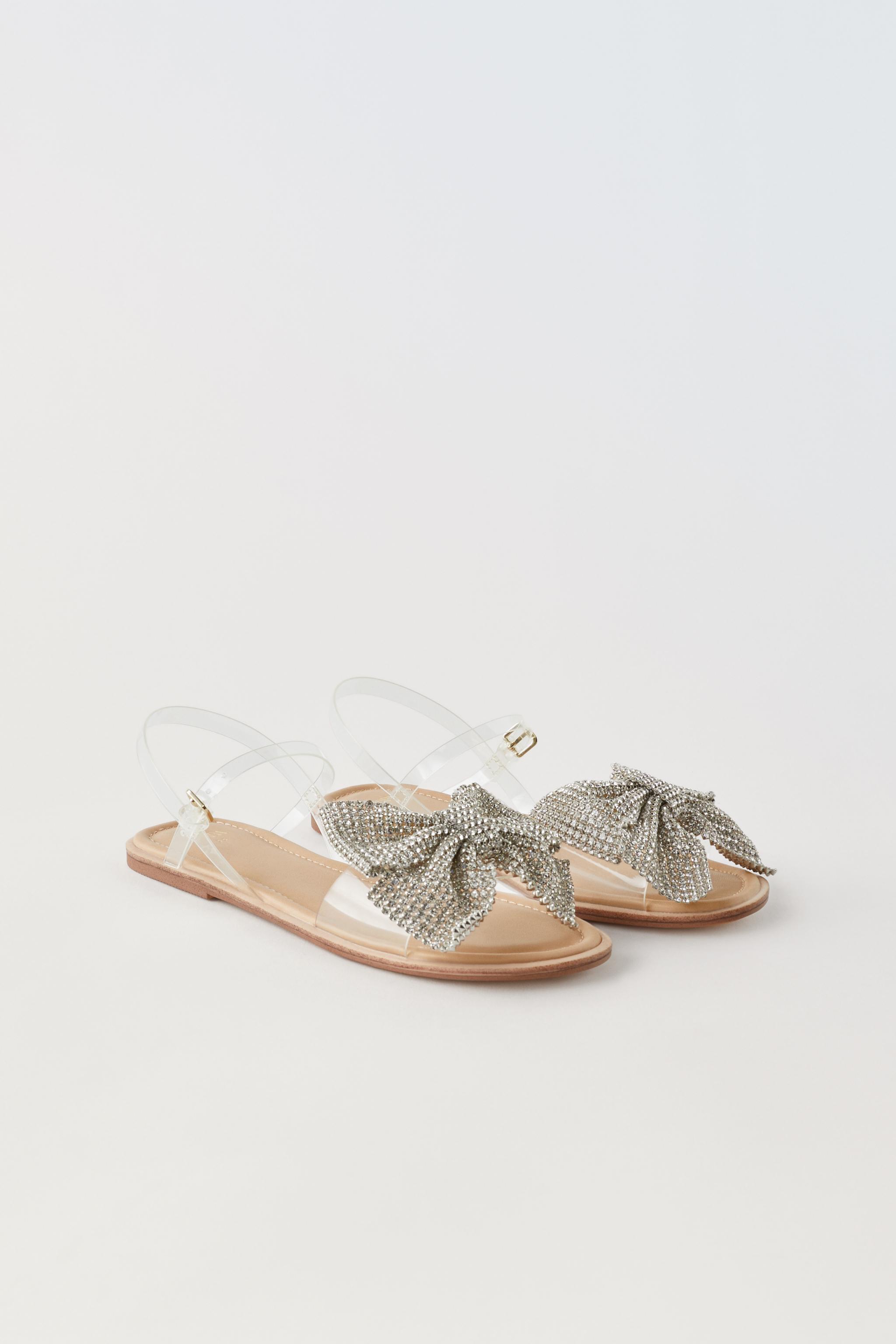 VINYL SANDALS WITH SHINY DETAILS Silver ZARA India