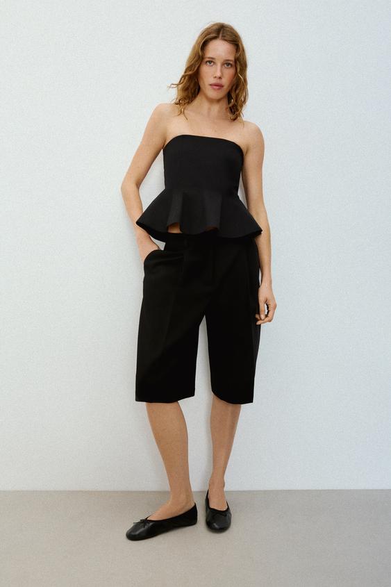TOP PALABRA DE HONOR PEPLUM - Negro de Zara - Imagen 0