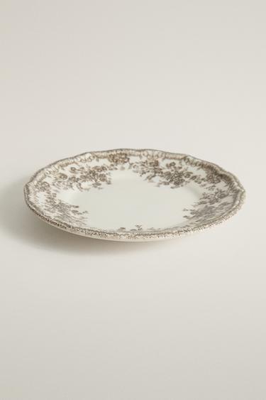 FLORAL EARTHENWARE SIDE PLATE — Brown 2