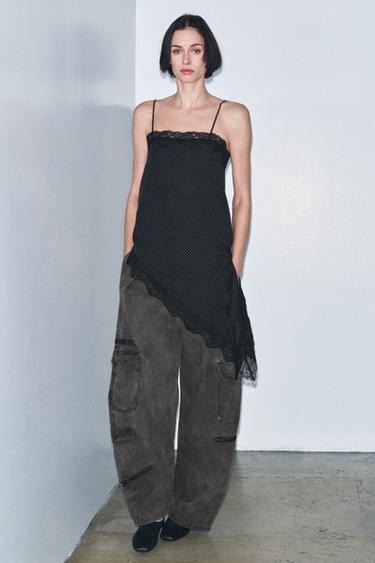 TOP ASYMÉTRIQUE À POIS ZW COLLECTION - Noir de Zara - Image 3