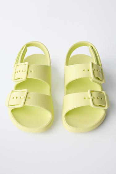 BUCKLED RUBBERISED SANDALS - Lime Green by Zara - Image 3