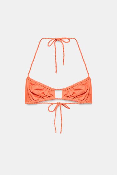 TOP BIKINI UNI À PLIS - Orange de Zara - Image 6