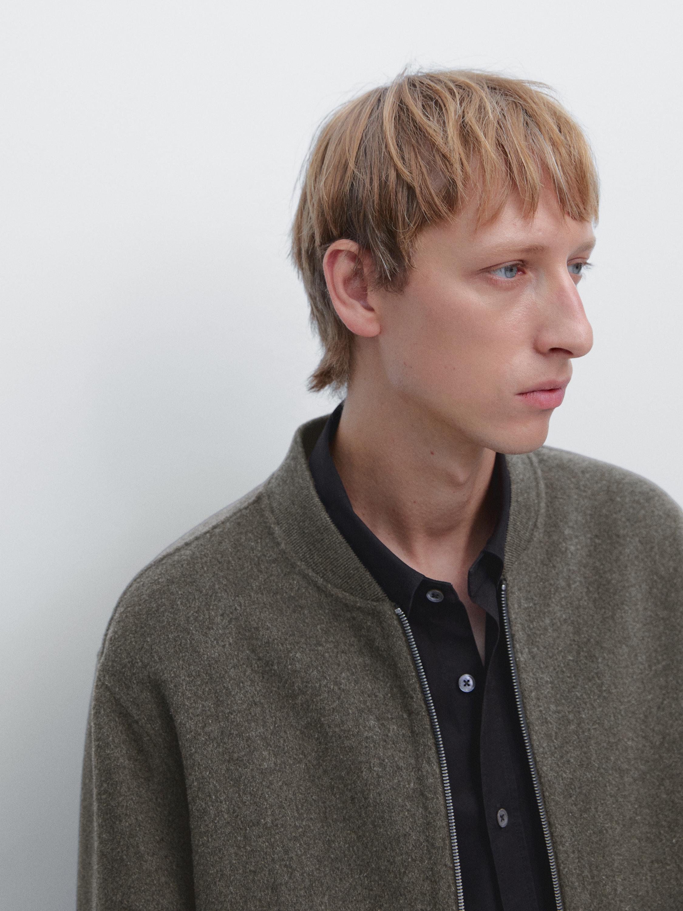 Veste bomber en laine mélangée
