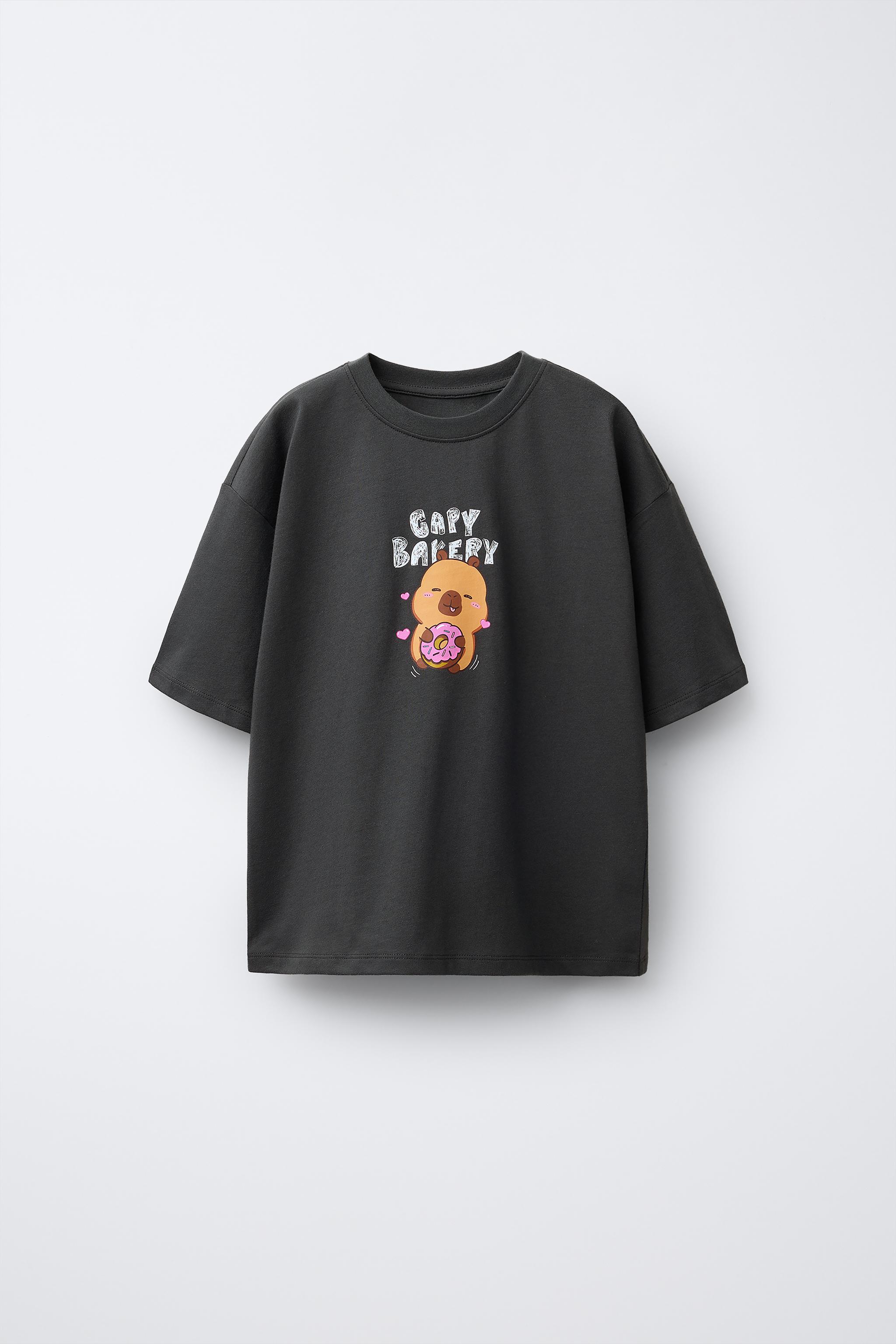 カピバラプリントTシャツ カピファン© - カーボングレー | ZARA Japan