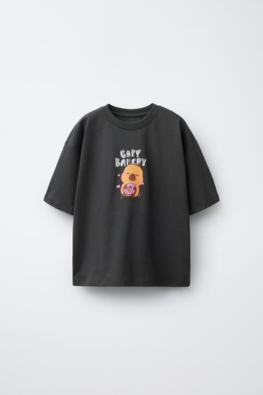 T-SHIRT WITH CAPYBARA CAPYFUN © PRINT - Anthracite grey by Zara - Image 0