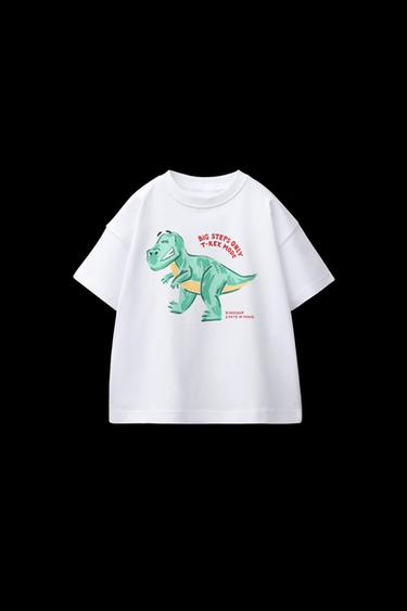 CAMISETA ESTAMPADO DINOSAURIO - Blanco de Zara