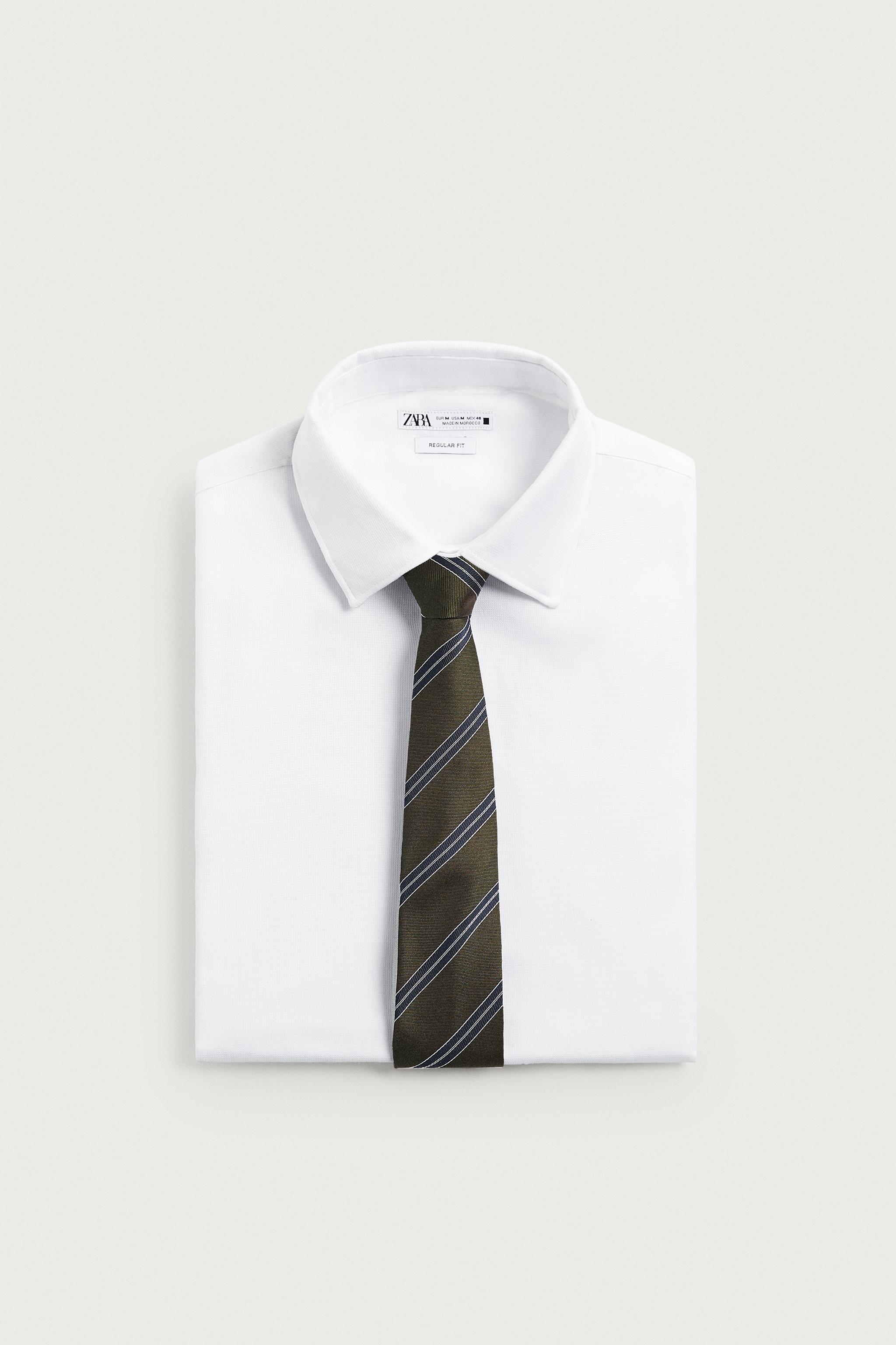 Zara 100% İpek Çizgili Kravat görsel 3