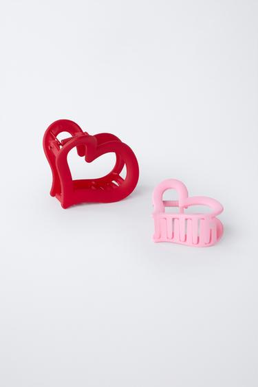 LOT DE DEUX PINCES EN FORME DE CŒUR - Rouge de Zara - Image 1