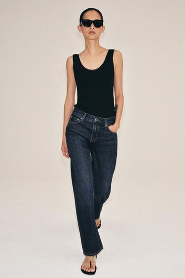 ZW COLLECTION LOW-RISE STRAIGHT JEANS - Blue by Zara