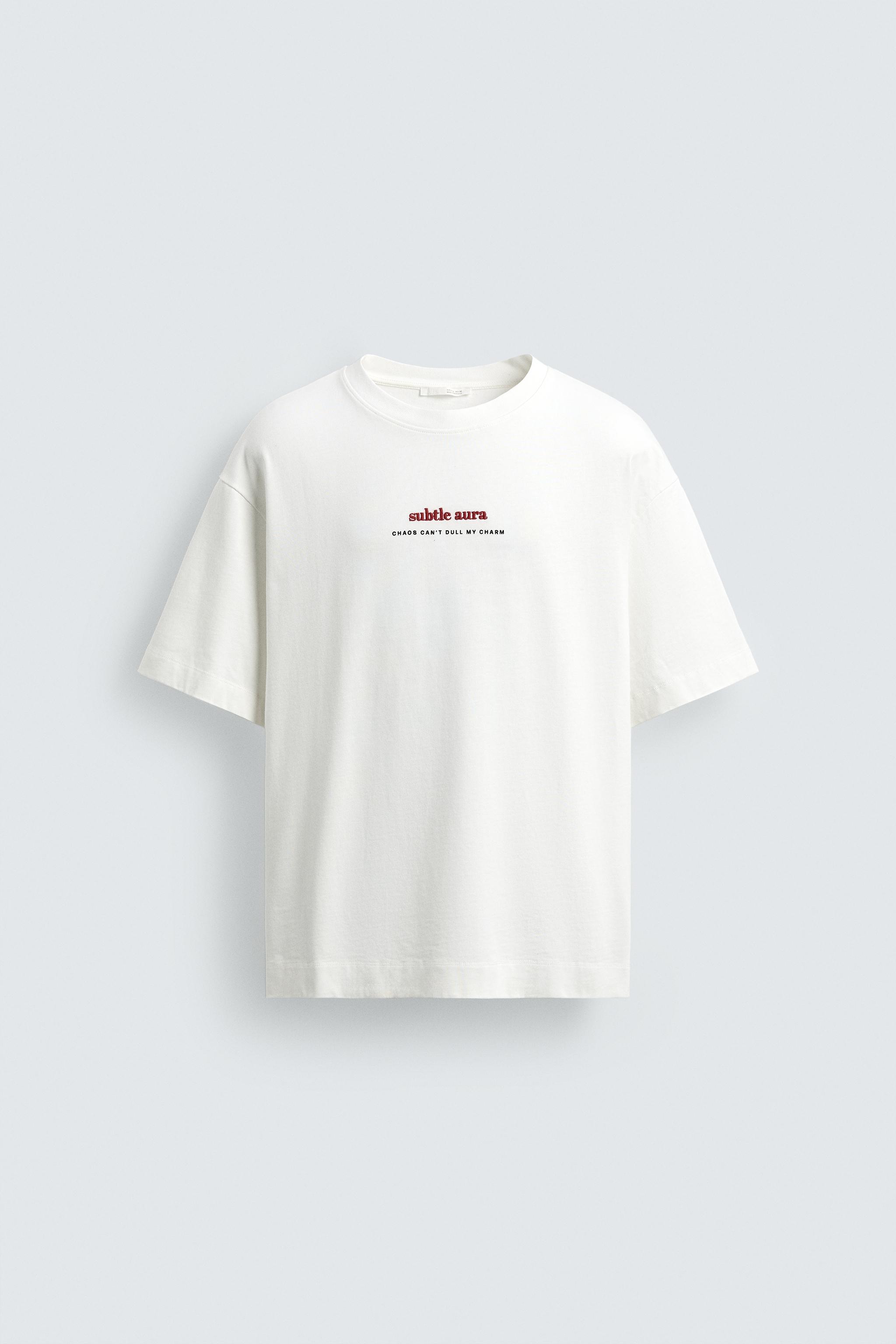 EMBROIDERED & PRINTED TEXT T-SHIRT