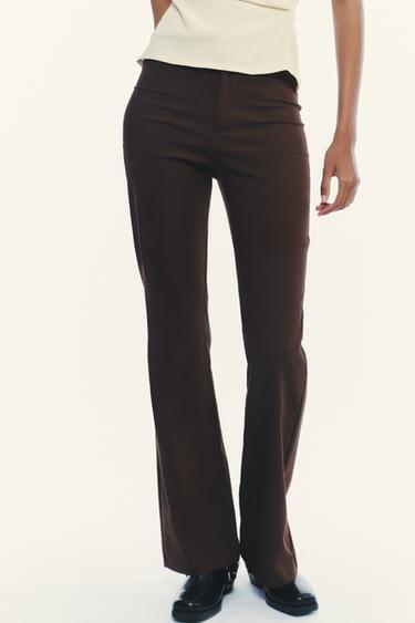 Zara FLARE PANTS - Dark brown