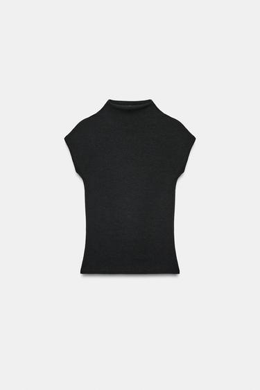 CAMISETA CON ALGODÓN - Negro de Zara - Imagen 0