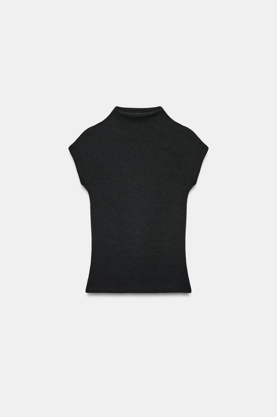 CAMISETA CON ALGODÓN - Negro de Zara - Imagen 0