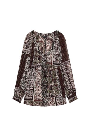 Zara METALLIC THREAD PRINTED BEADED BLOUSE - Multicolored - Image 0