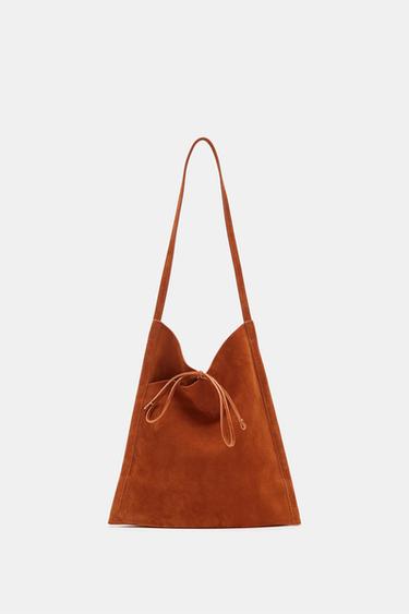 MINI BOLSO PIEL PLANO LAZO - Naranja de Zara